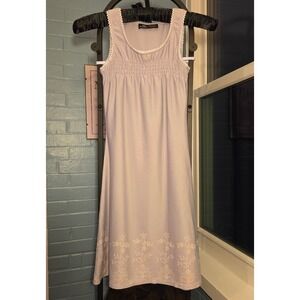 VINTAGE Up Front Dress Sleeveless Floral Embroidered Lace Trim Casual Lavender S